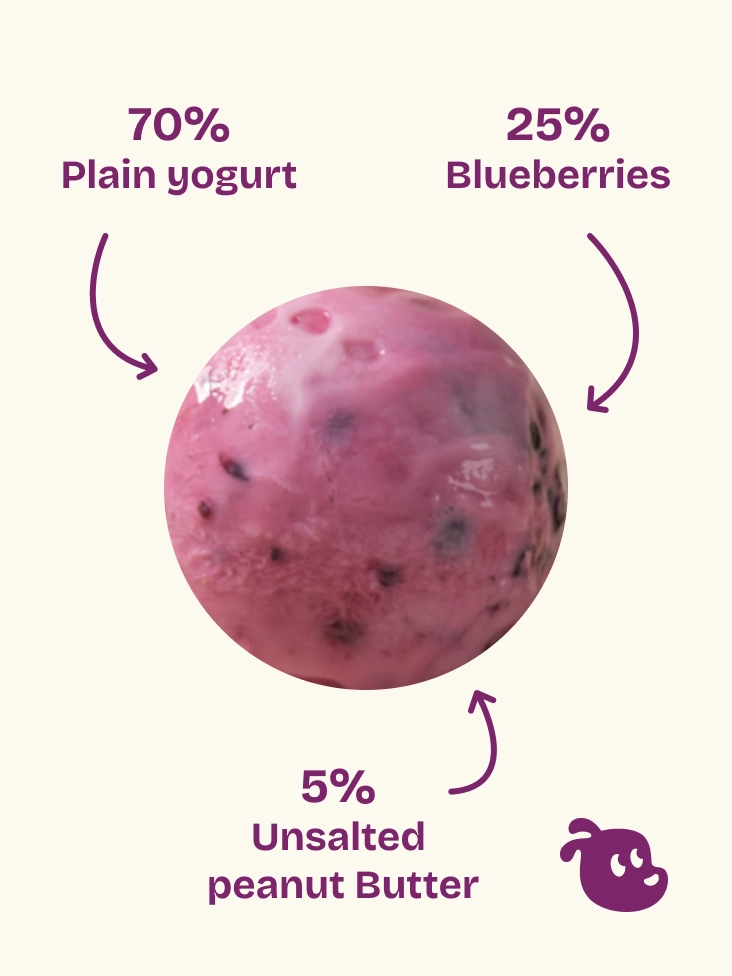 Blueberry Peanut Joy made with plain yogurt, blueberries, and unsalted peanut butter