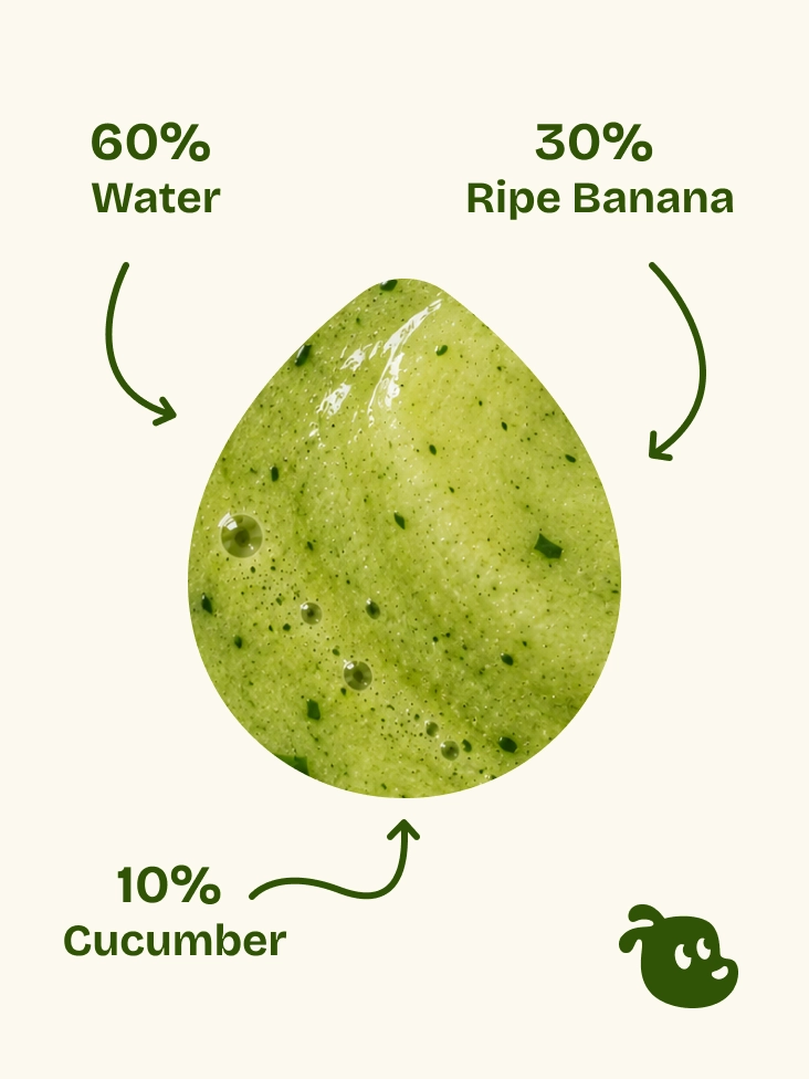 Green Banana Drizzle made with water, ripe banana, and cucumber